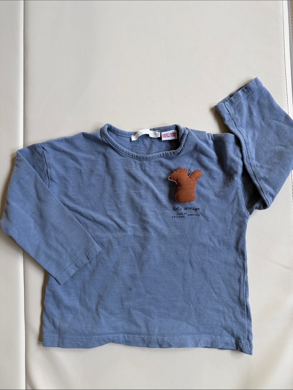 Zara Baby Long-Sleeve Top with Bear Applique